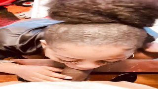 Whorey, Ebony girl is anxiously inhaling her paramour's rod to make him pour out in her hatch