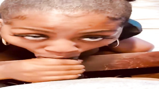 Whorey, Ebony girl is anxiously inhaling her paramour's rod to make him pour out in her hatch
