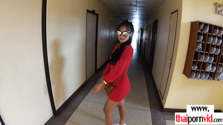 Amateur Thai teen pouncing on a big cock