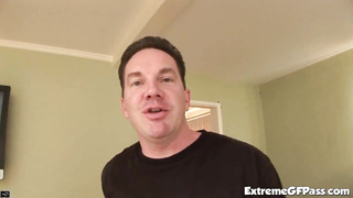 Jiggish dark-haired, Jadasky is deepthroating a rock stiff meatpipe while getting poked from the back