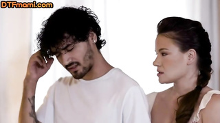 2 excellent looking dolls and a junior man who loves both of them are having a threeway