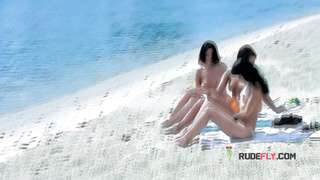 Sexy nudist teens goes to a nudist beach