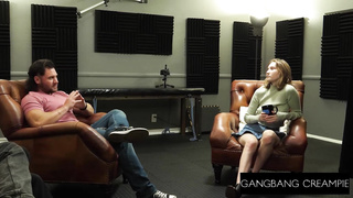 GangbangCreampie - Super Hot Platinum-Blonde Stunner Interviewed , Fellating Rods And Ass Fucking Creampied