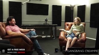 GangbangCreampie - Super Hot Platinum-Blonde Stunner Interviewed , Fellating Rods And Ass Fucking Creampied