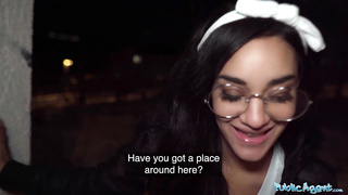 Public Agent Capri Lmonde is plowed rock-hard over a washing machine by a hefty beefstick