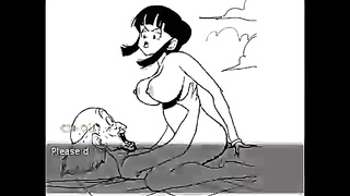 Stellar toon dark-haired with ginormous mounds is bellowing from sheer pleasure while railing a rock rigid spunk-pump