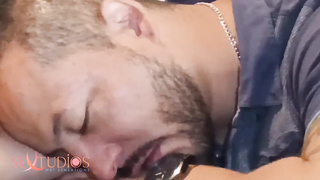 Sausage luving dark haired is getting boned from the back while givng a oral job to her bf