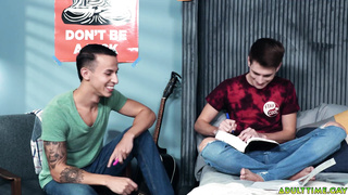 Two boyfriends have sex with lots of kissing