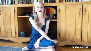 Diminutive platinum-blonde stunner is about to be mischievous in front of the camera, for the very first time
