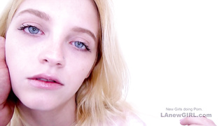 Cute skinny blonde cums hard on big cock