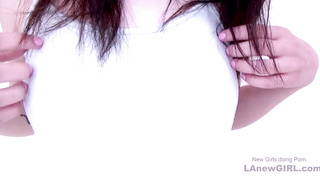 Tiny 18 brunette likes sucking hard cock