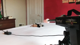 Undies to the side upskirt close up pummel machine while dressed in my fresh stilettos