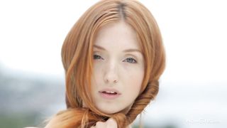 Youthful ginger-haired teenager Michelle posing