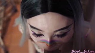 Ravishing ash-blonde is providing a deep, humid deep throat to a insatiable stud, to make him jizz