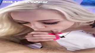 Superb looking blond honey, Alex Grey is deepthroating a rock rigid man meat before getting porked rock hard