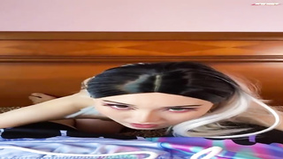 Japanese stunner with diminutive titties is deep throating her step- brother-in-law's hard-on and hoping to get torn up stiff