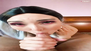 Japanese stunner with diminutive titties is deep throating her step- brother-in-law's hard-on and hoping to get torn up stiff