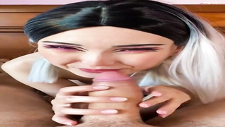 Japanese stunner with diminutive titties is deep throating her step- brother-in-law's hard-on and hoping to get torn up stiff