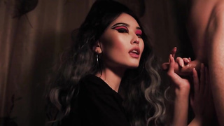 Japanese lady is throating her fresh paramour's man meat like a real professional and listening to his shrieks