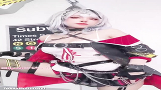 Sakamata Kuroe is a enormous jugged cosplayer who loves to be super-naughty in front of the camera