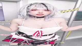 Sakamata Kuroe is a enormous jugged cosplayer who loves to be super-naughty in front of the camera