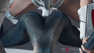 Red-Hot fucky-fucky on th exoplanet! An alien gets poked by a spacewoman in spacesuit with strap-on