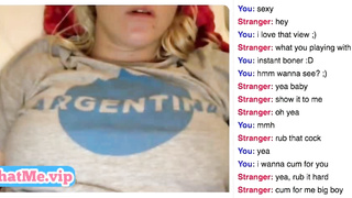 Horny blonde masturbating on random chat