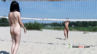 Unaware young nudist chicks