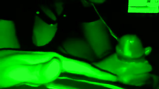 Spanish damsel is dressed in a mask while deepthroating a firm man meat in the middle of the night