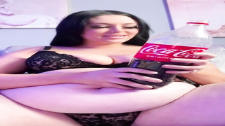 Humungous female with immense bosoms is dressed in softcore, black undergarments while pawing herself on webcam