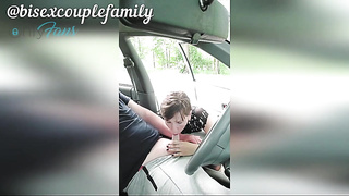 Super-Naughty mature eyed a stranger fapping off in the van and determined to gargle his salami