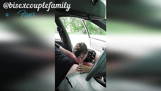 Super-Naughty mature eyed a stranger fapping off in the van and determined to gargle his salami