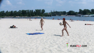 Adorable nudist teen sunbathes nude