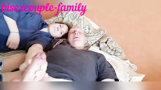 Naughty fellow enjoys the way his domme is petting his rock firm schlong, to make him jizm