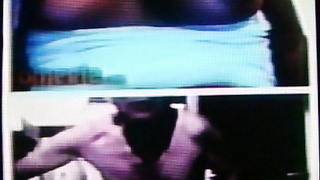 Horny Black College girl feels her huge tits to my hot show (+ sound )