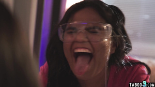 Petite lesbian teens eating a MILFs cunt