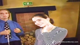 Flirty Brit nubile dark haired with petite bosoms is about to make her very first porno vid