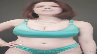 Crimson haired manmeat teaser is blowing her favourite, huge fake penis in front of the camera