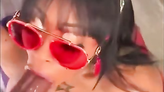 Victoria Cakes is anxiously blowing her paramour's stiff pecker, to make her jizm in her facehole