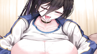 Huge-Titted animation brown-haired, Rinhee is about to flash her melons before stretching up broad and getting penetrated