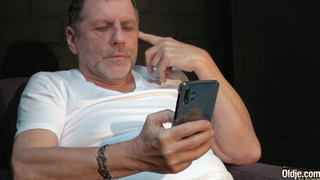 Teenie eats on grandfather fuckpole she gets rock hard cunt penetrated then drinks his spunk