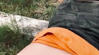 Quickie in nature. Jizm and put it back in