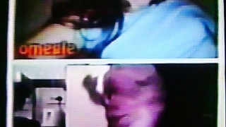 Horny College girl in blue dress delighted by my hot show (+ sound )