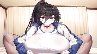 Animation black-haired is having hard-core fuck-a-thon with her fresh paramour and wailing from enjoyment while jizzing