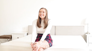 Czech nubile black-haired, Stacy Cruz is juggling up and down while railing a rock stiff shaft