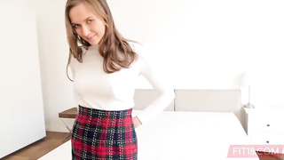 Czech nubile black-haired, Stacy Cruz is juggling up and down while railing a rock stiff shaft