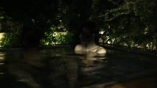 In open-air tub, I was insatiable on my schoolgirl's unspoiled white mochi flesh and made her jism with a palm.