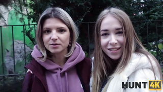 Delicious blondie stunner with diminutive mounds is railing a rock firm spear in front of her BFF