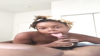 Ebony gal is inhaling a rock rock hard spunk-pump in front of the camera, just for joy