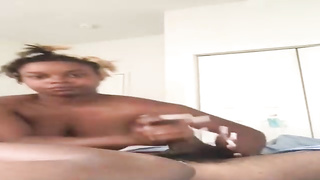 Ebony gal is inhaling a rock rock hard spunk-pump in front of the camera, just for joy